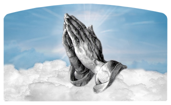 DACRO-103-BL Praying Hands Clouds Blue